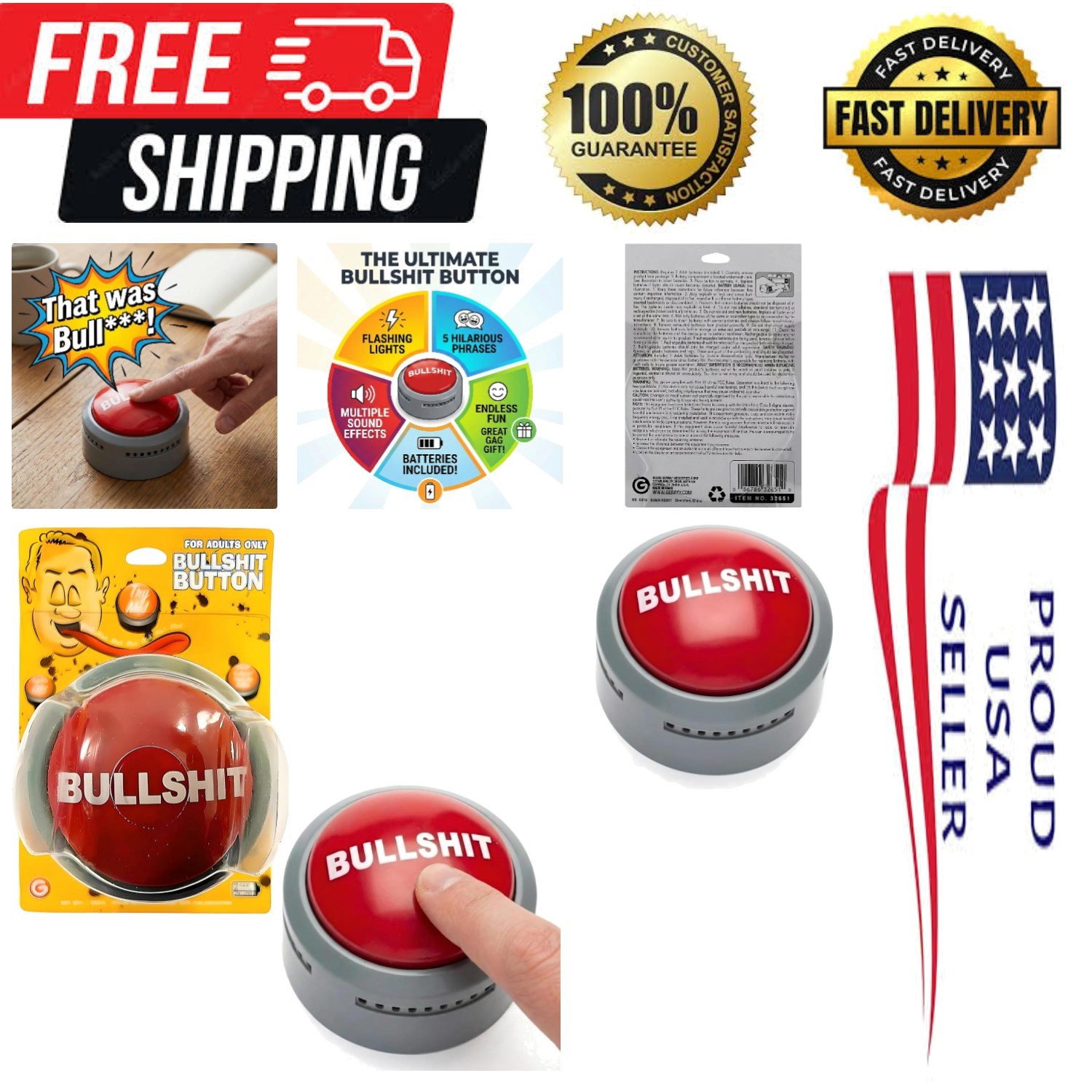 Hilarious Bullshit Button with Sound Effects & Lights – The Ultimate Gag Gift gallery