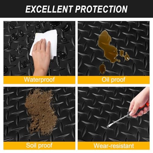 4x6 FT Garage Floor Mat, Flooring Roll, 24 sqft Diamond Plate PVC Rubber gallery