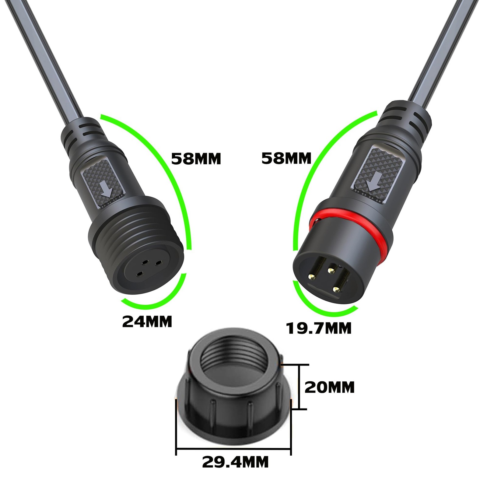 4 Pairs 18AWG Waterproof Connectors 3 Wire Male Female Plug LED Connector gallery