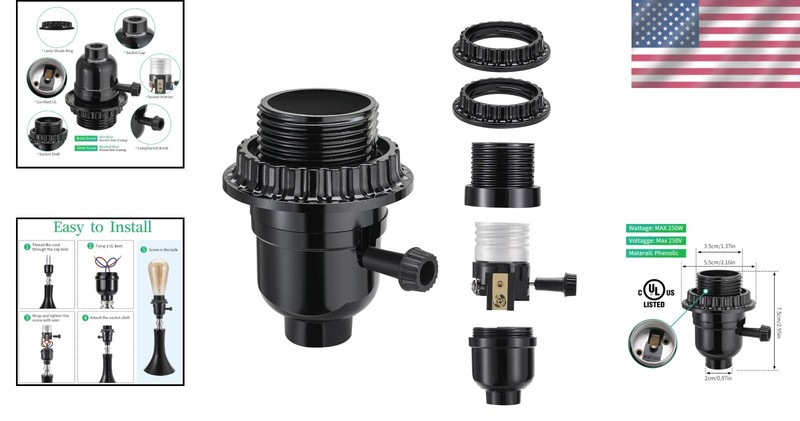 Durable Medium Base Lamp Socket with 2 Shade Rings for Easy Replacement gallery