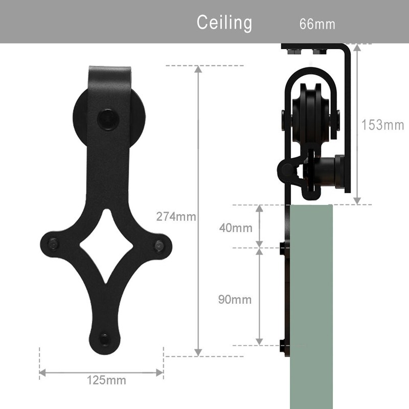 4FT-20FT Ceiling Mount Rail Sliding Barn Door Hardware Kit Track Roller Closet gallery