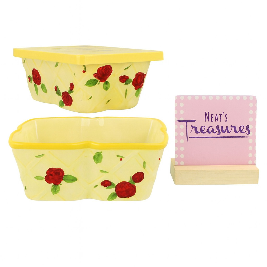 Temptations Ovenware Tara Yellow Red ROSE Stoneware 1Qt Retangle Bakers Set 2 gallery