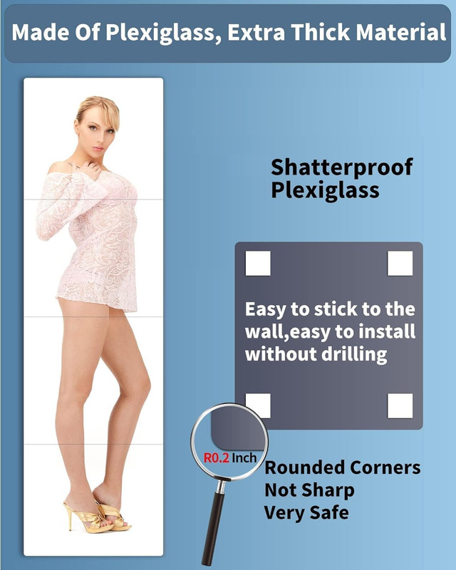 Unbreakable Full Length Mirror for Wall Mounted, over the Door Mirror, Full Body gallery