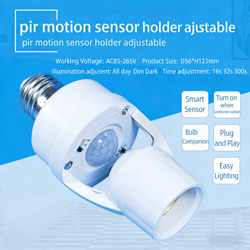 5Pcs Infrared Motion Sensor Socket E26/E27 LED Light Bulb Holder Adapter gallery