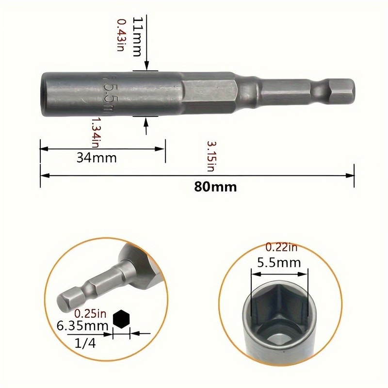 Hex Socket Drill Bit Set - 1/4'' Hex Drive for Bolts & Nuts, Multiple Sizes gallery