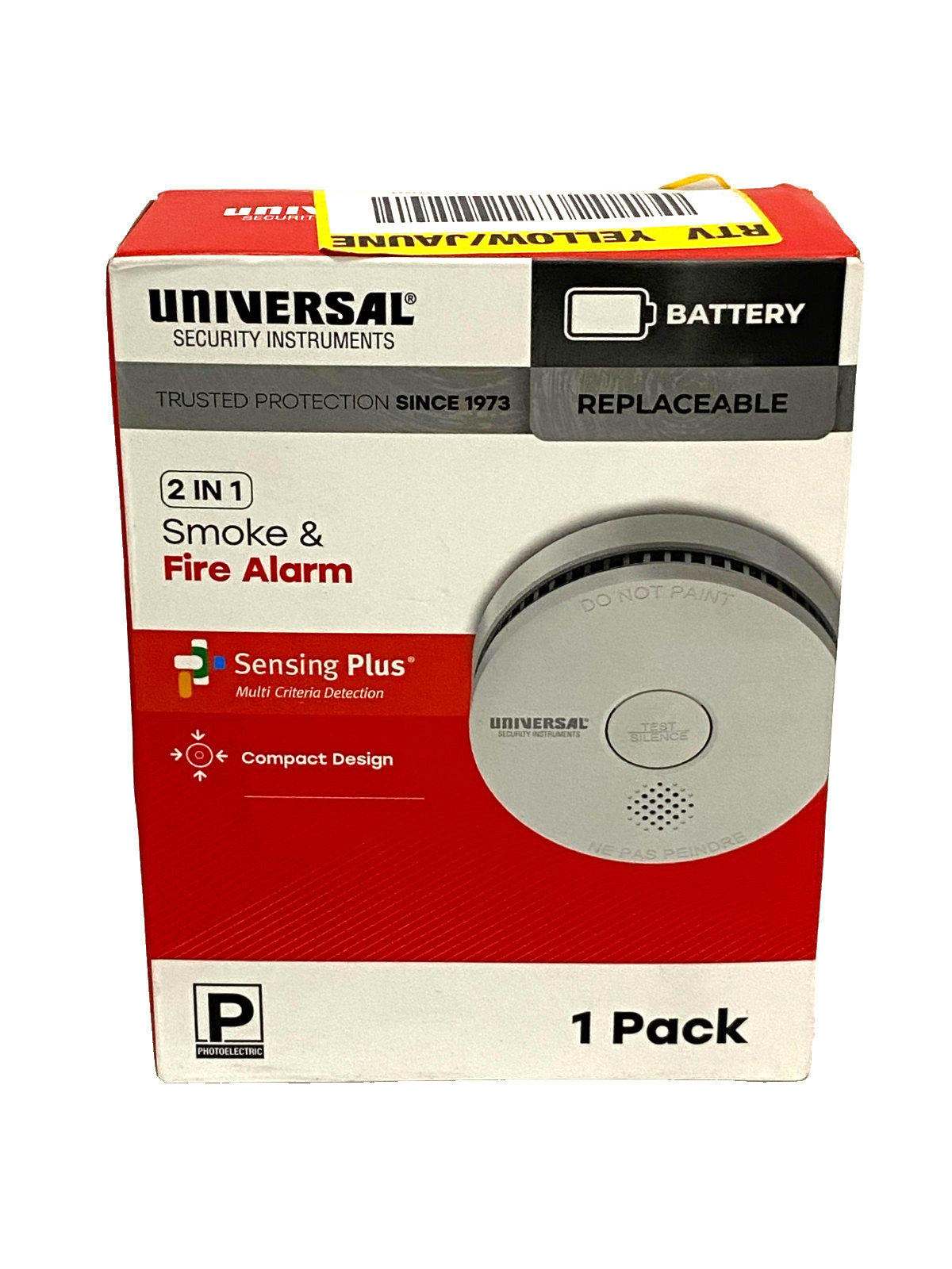 Universal Smoke & Fire Alarm 9-Volt Battery Sensing Plus Detection White gallery