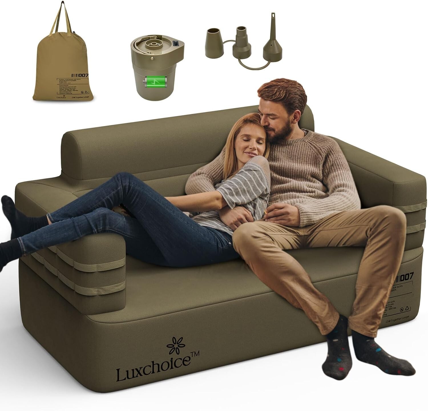 Inflatable Sofa Multifunctional Air Couch with Built-In Pump Portable Luxury USA gallery
