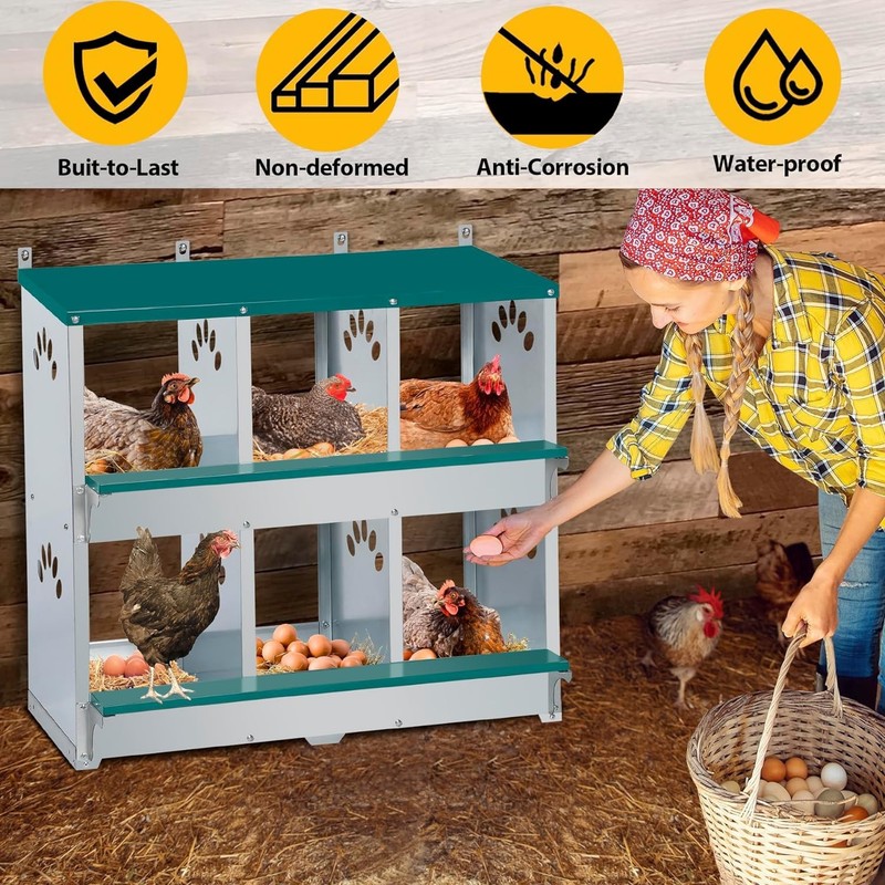 Toriexon Chicken Nesting 6 Compartment Metal Nesting 6 Room Wall Mountable gallery