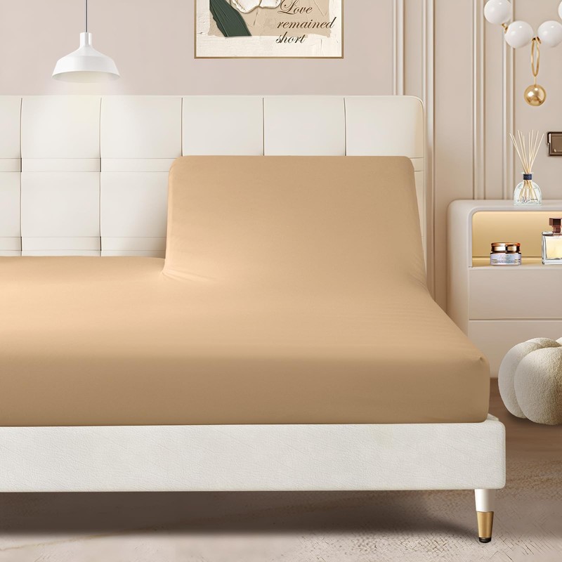 Split Top King Fitted Sheet Only for Adjustable Beds, Soft Microfiber Split gallery