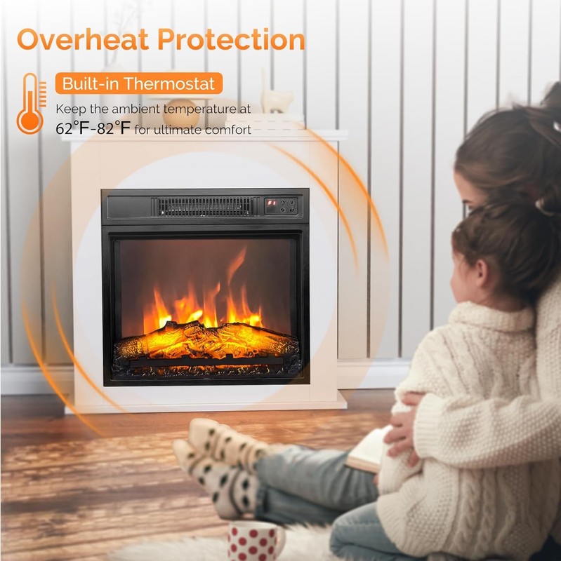 18" Embedded Electric Fireplace Insert Heater with 6 Colors Flame Effect, Remote gallery