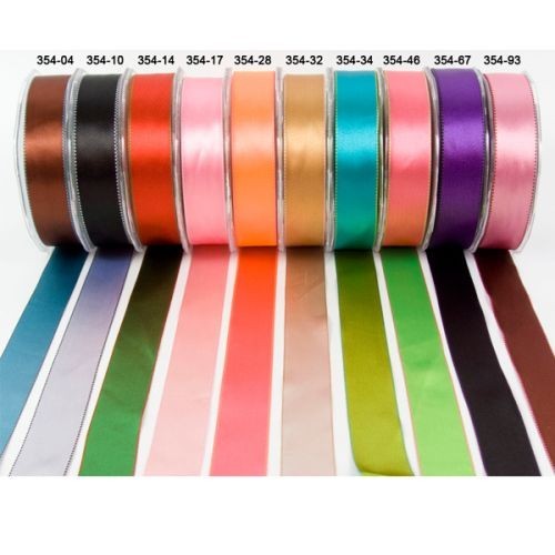 AQUA & GREEN Duo Quality Reversible Stitch Edged 100% Poly Satin 5 Met 25mm CL14 gallery