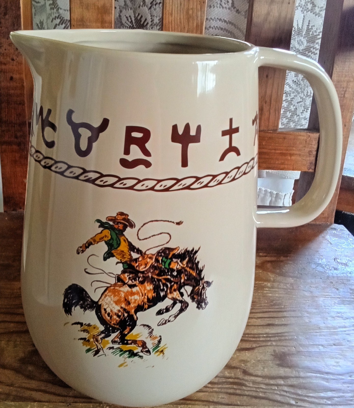 BRANDED WESTERN PITCHER-BRONC RIDER DESIGN-60 OZ -WESTERN PITCHER BRANDS gallery