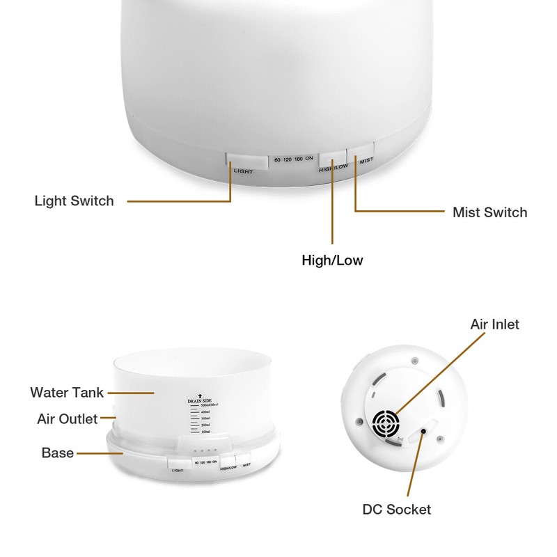 500ML Aroma Air 7 LED Essential Oil Diffuser Ultrasonic Aromatherapy Humidifier gallery