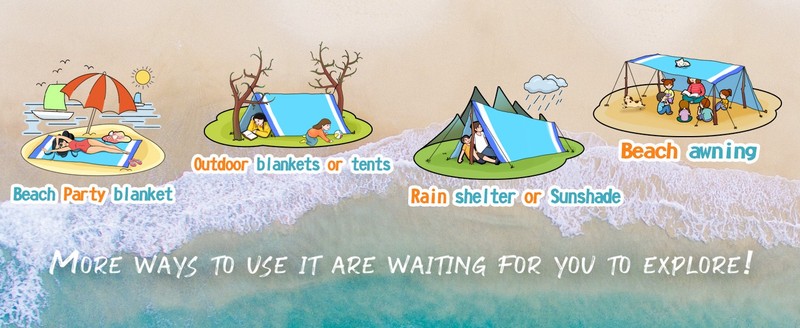 Beach Blanket Waterproof Sandproof Large,78''X81''/10'X9' Oversized Lightweight gallery