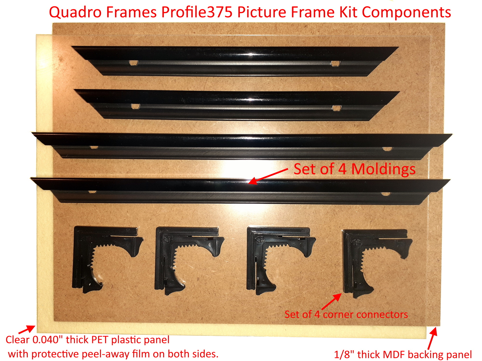 Quadro Frames 15x35 inch Picture Frame KIT, Style P375-3/8 inch Wide Molding gallery