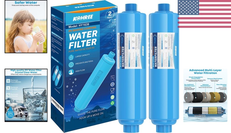 Inline Water Filter for RVs - NSF Certified, Chlorine & Odor Removal, 2 Pack gallery