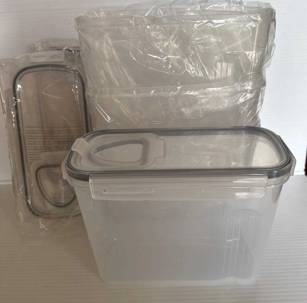 NEW 3 L Dry Storage Containers With Snap Closure & Flip Top Lid Heavy Duty Set 4