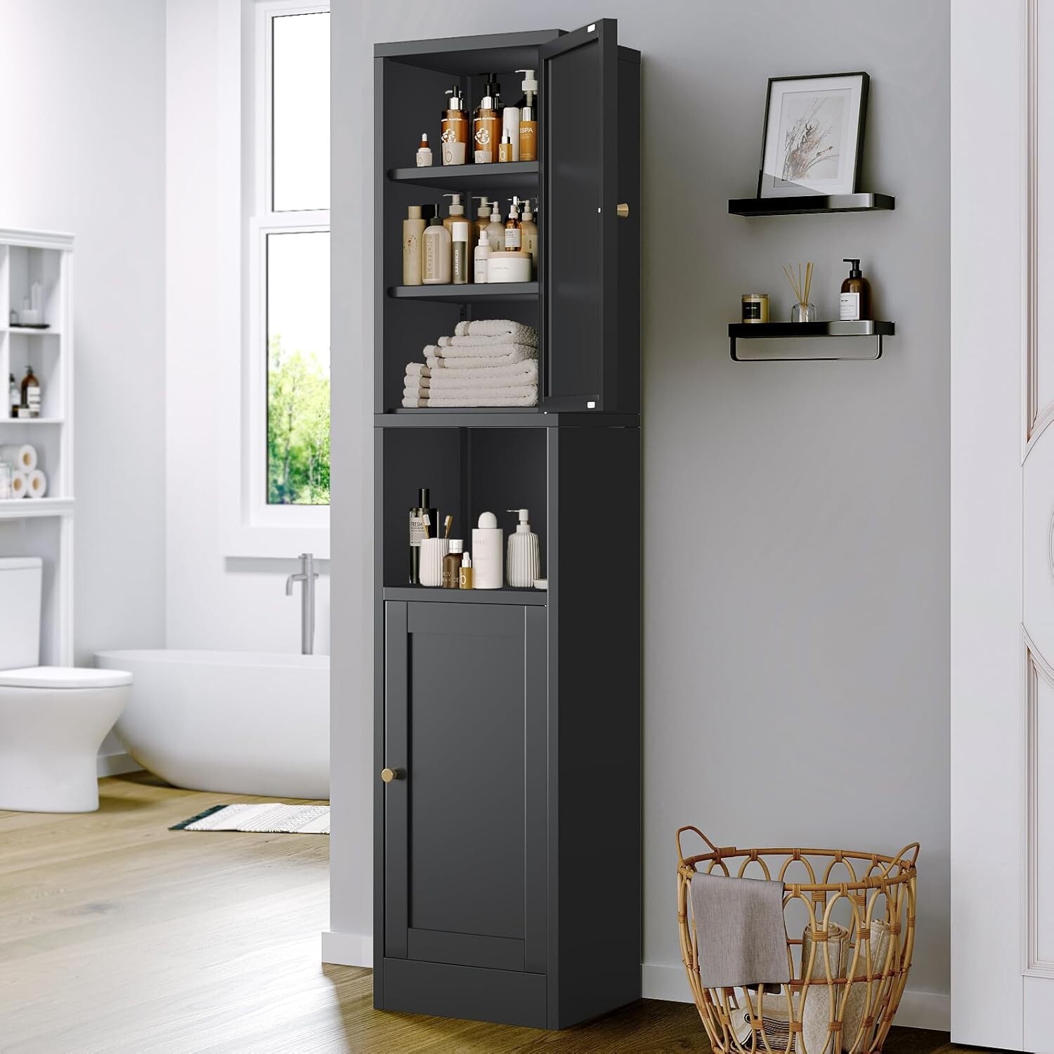 Elegro 67" H High-Quality Metal Storage Cabinet–Sleek, Adjustable for Bathroom gallery