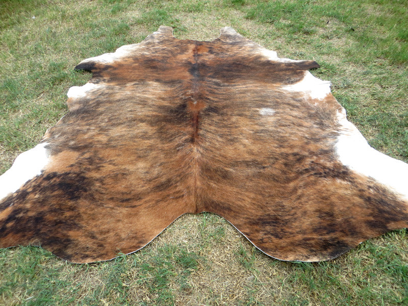 MAKE OFFER !! LARGE BRINDLE brown Cowhide Rug natural Cowhides Cow Hide Skin RN gallery