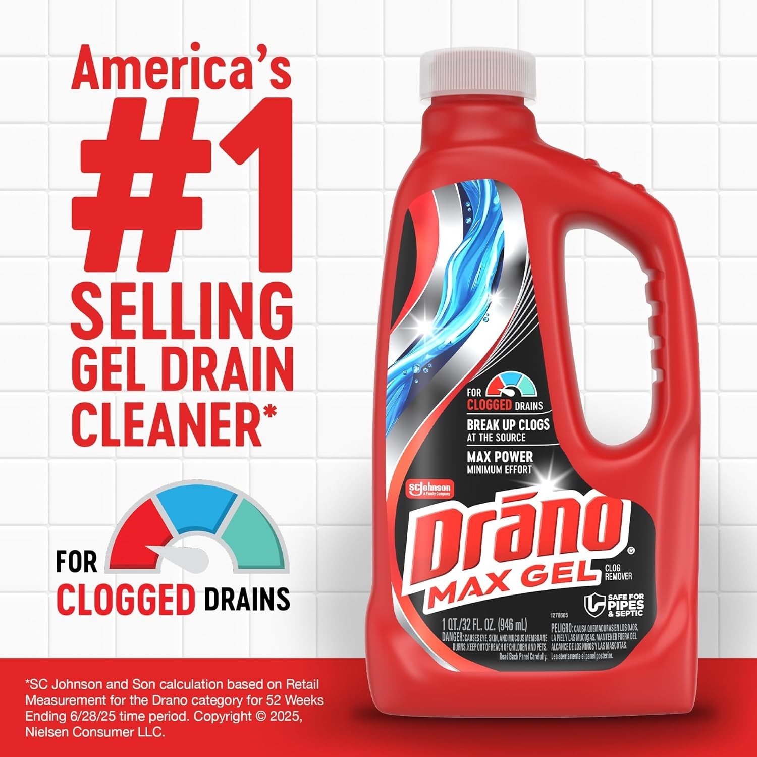 Drano Max Gel Drain Clog Remover, 32 oz - Unclogs Showers and Sinks. gallery