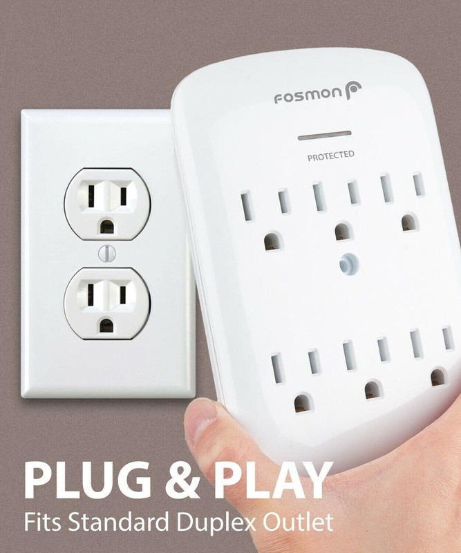 6 Outlet Extender Surge Protector Multi Plug Wall Adapter Tap 1200J [ETL Listed] gallery