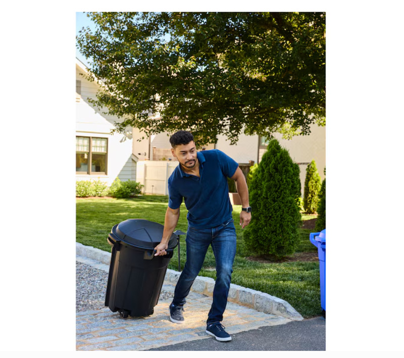 Project Source Black 32 Gal Wheeled Trash Can Detached Lid gallery
