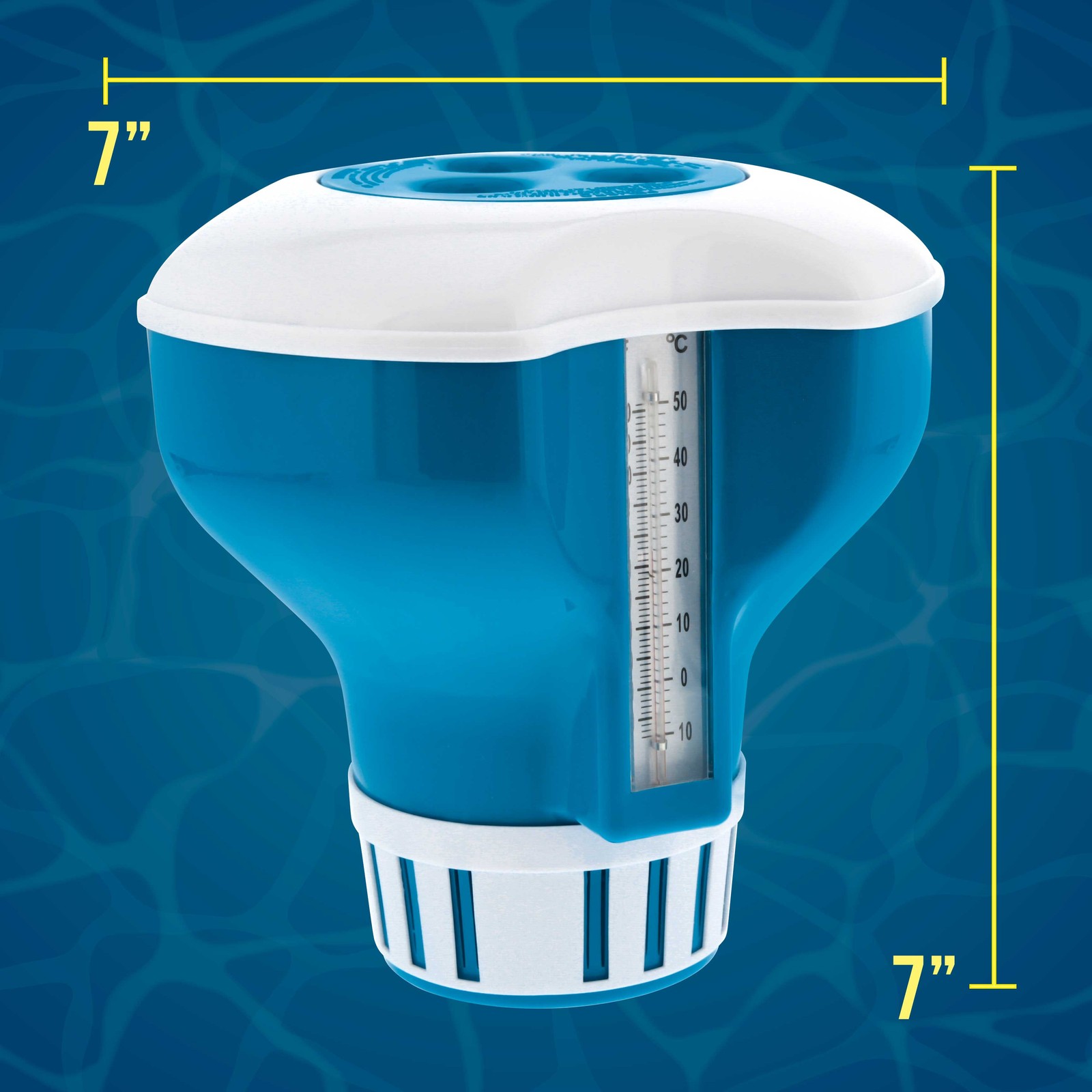 U.S. Pool Supply 7" Pool Floating Chlorine Chemical Dispenser with Thermometer gallery