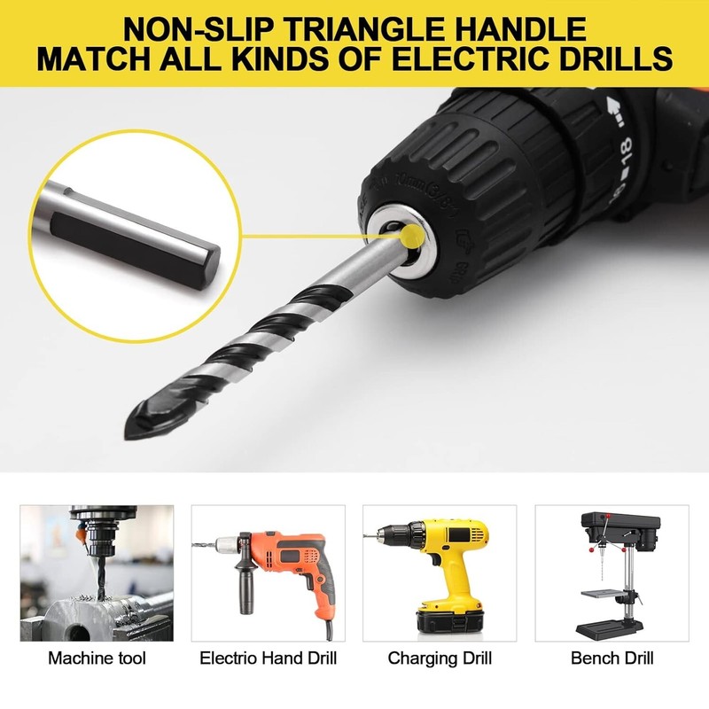 5 Pc or 12 Pc Masonry Drill Bit Set 1/8 to 1/2 inch Glass Tile Brick Cement Wood gallery