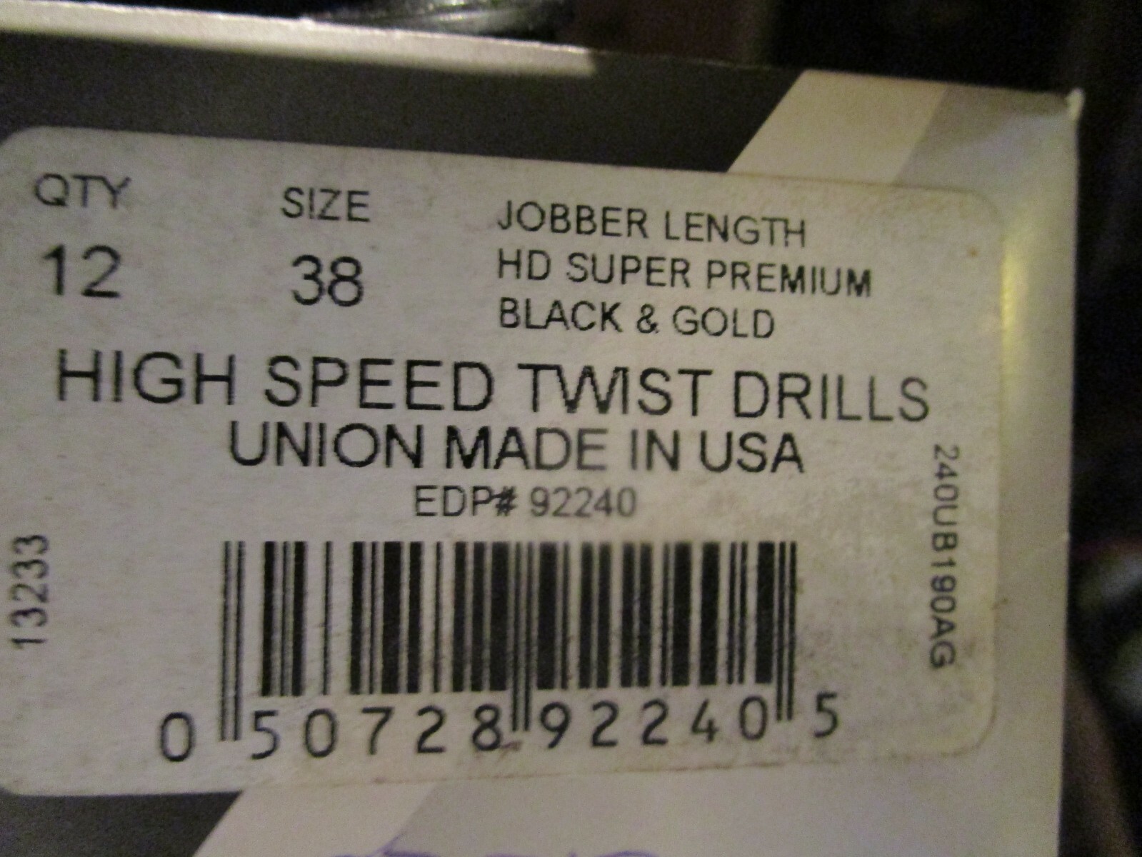 (9) #38 HSS 135° Split Point Black & Gold Finish Jobber Drill gallery