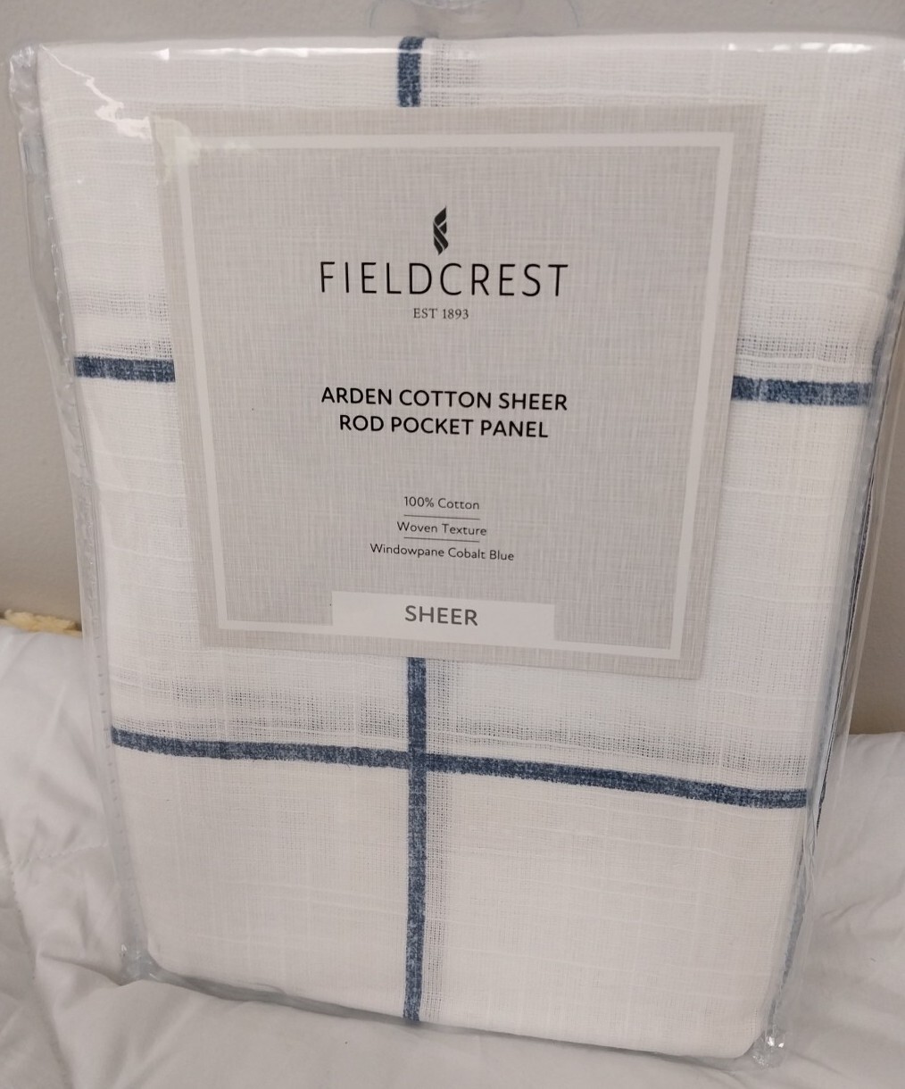 Fieldcrest Arden Sheer Rod Pocket Panel Curtain 100% Cotton 50in x 108in gallery