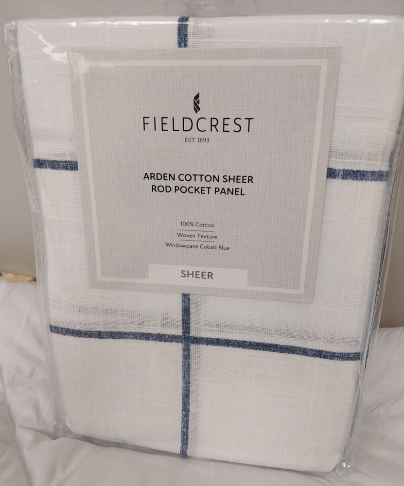 Fieldcrest Arden Sheer Rod Pocket Panel Curtain 100% Cotton 50in x 108in