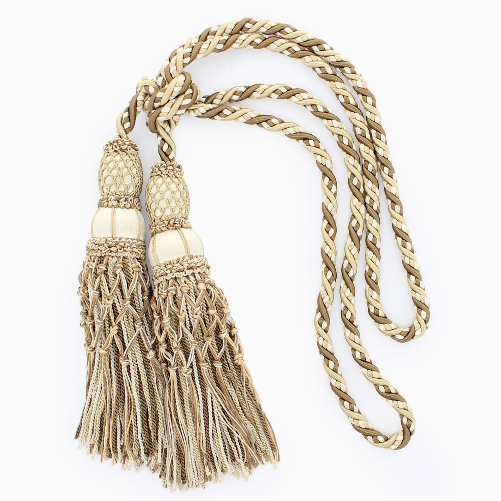 10" Double Tassel Tieback Beige, Ivory, Light Brown - W149 [Invidual]