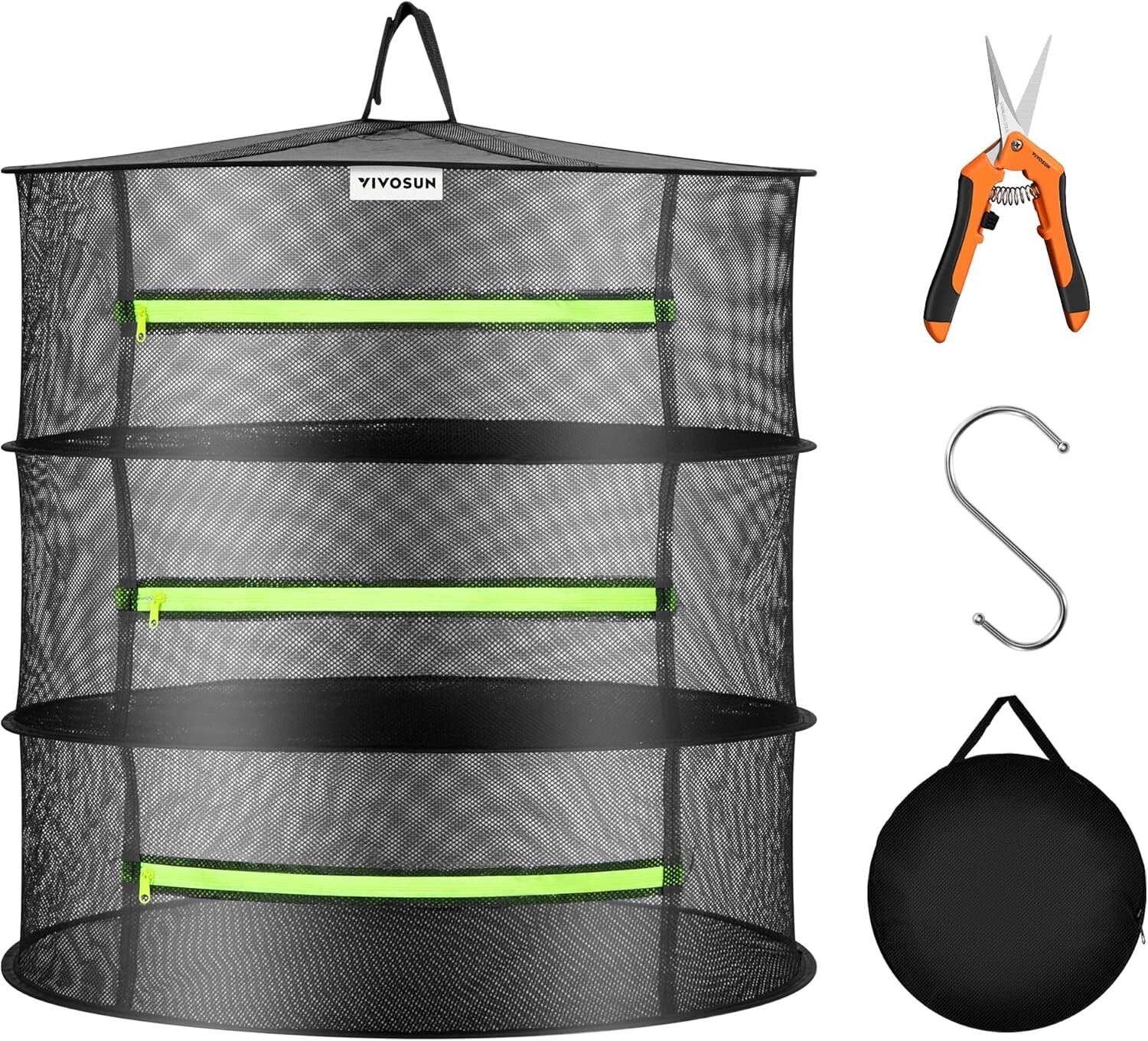 VIVOSUN 3-Layer Hanging Herb Mesh Rack Foldable Drying Net with Zippers gallery