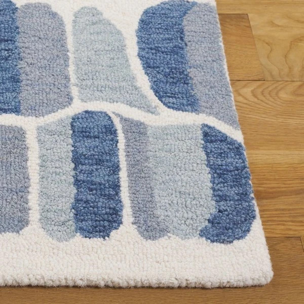 8x12 ft Handmade Hand‑Tufted Wool Area Rug Blue Abstract Modern Living Room Rug gallery