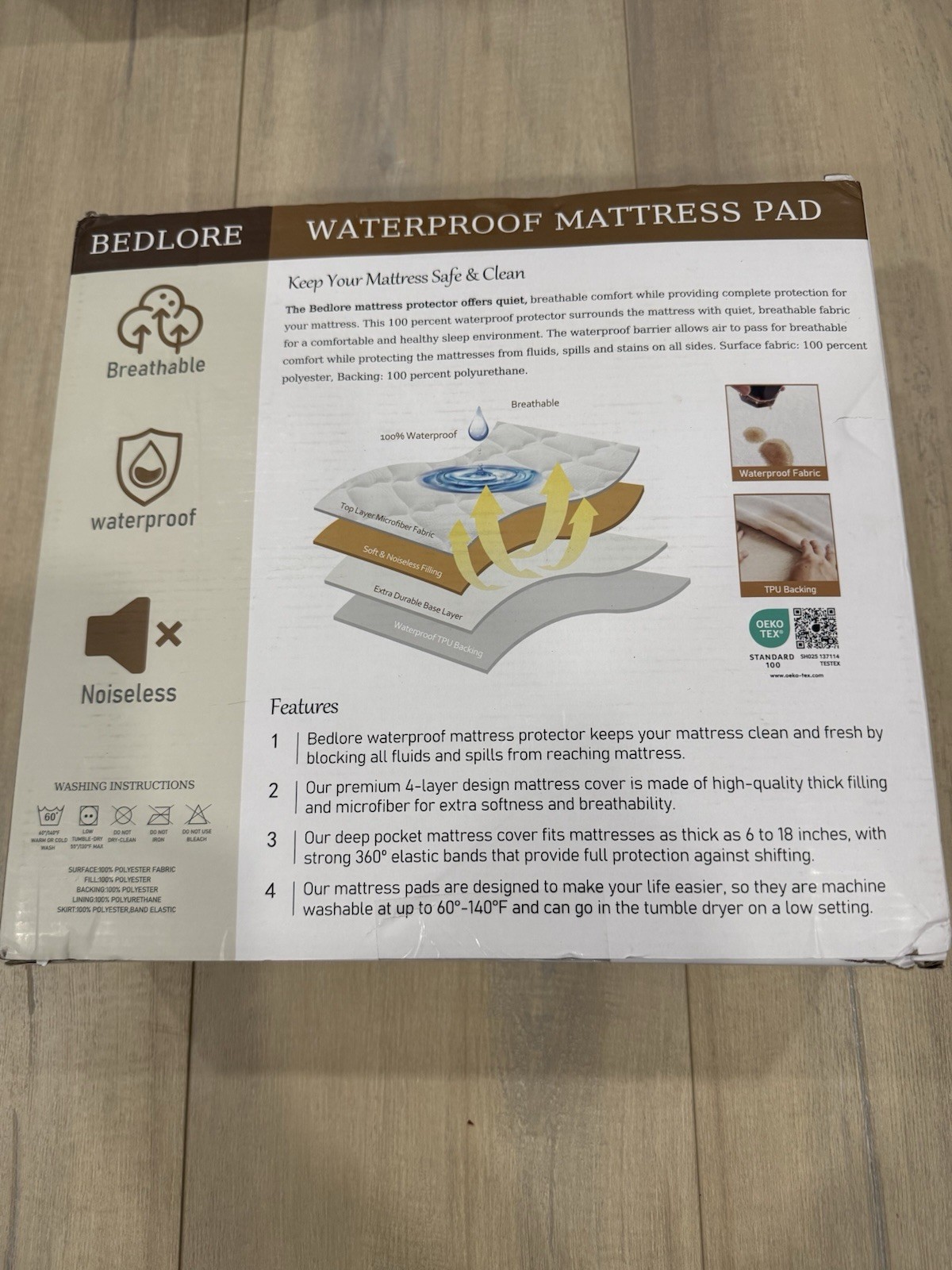 Bedlore King Gray Waterproof Breathable Quilted Mattress Pad 2 Pack Washable gallery