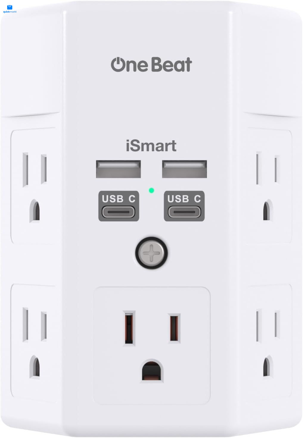 One Beat 1680J 3 Side Power Strip Multi Plug 15.5W,1Pack,None, White gallery