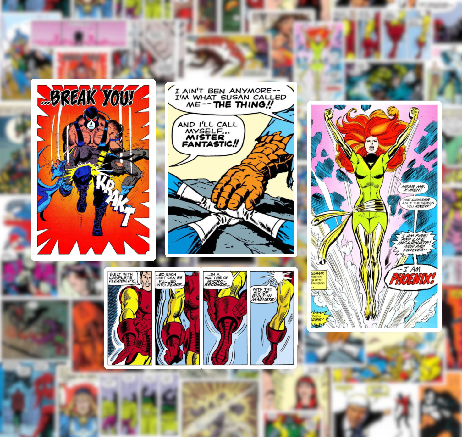 25/50 Comic Panel Sticker Pack - Waterproof Vinyl - Marvel DC Spiderman Batman gallery