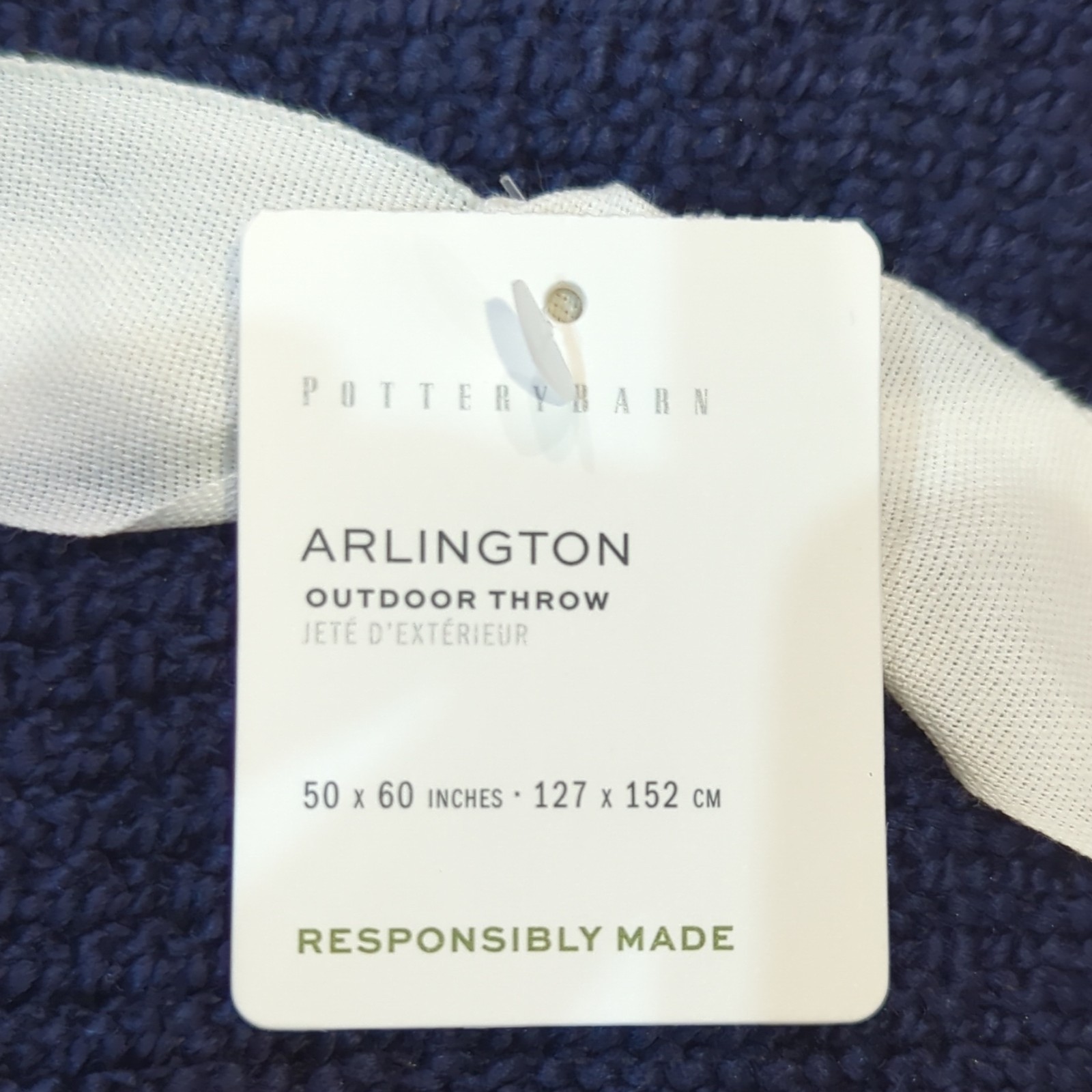 Pottery Barn Arlington Outdoor Throw Blanket Navy Solid 50 x 60 in Rectangular gallery