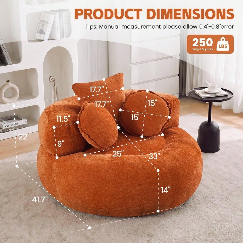 Round Oversized Floor Sofa Chair Chenille Compressed Circle Chaise Lounge Couch gallery