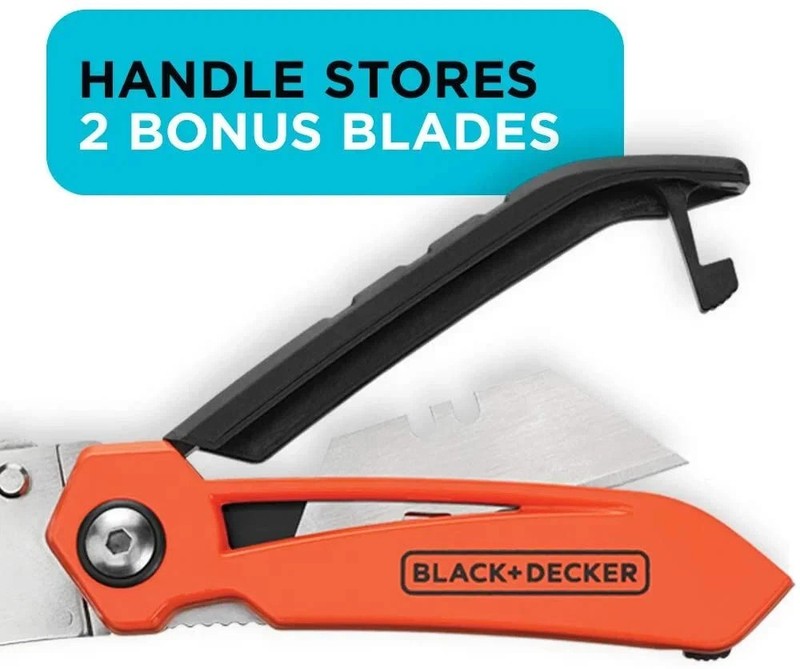 Black + Decker Folding Utility Knife w/Blade Storage BDHT10002 Brand New gallery