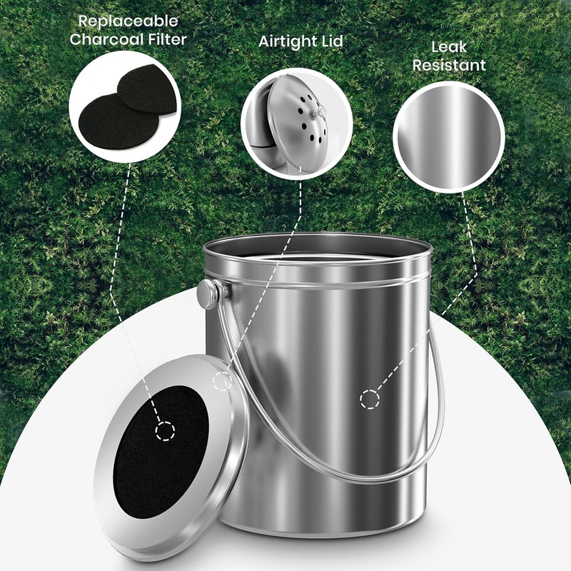 Utopia Kitchen Compost Bin for Kitchen Countertop - 1.3 Gallon Compost Bucket gallery