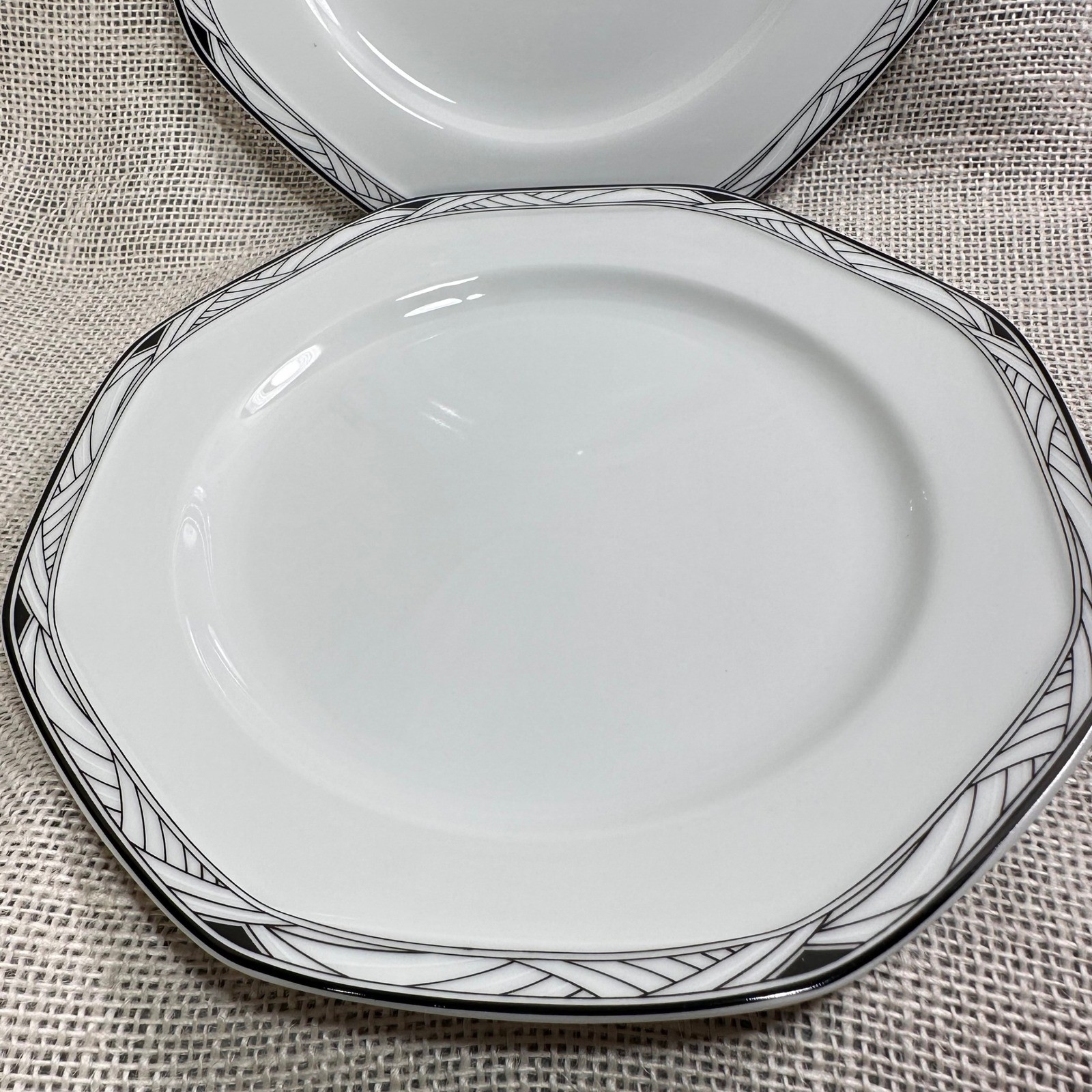 Studio Nova Synthesis Y0031 Octagonal Salad Plates Set of 2 Black Grey White 8in gallery