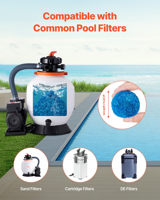 Pool Filter Balls for Sand Filter Pump Swimming Pool 3.1 lbs Reusable Blue gallery
