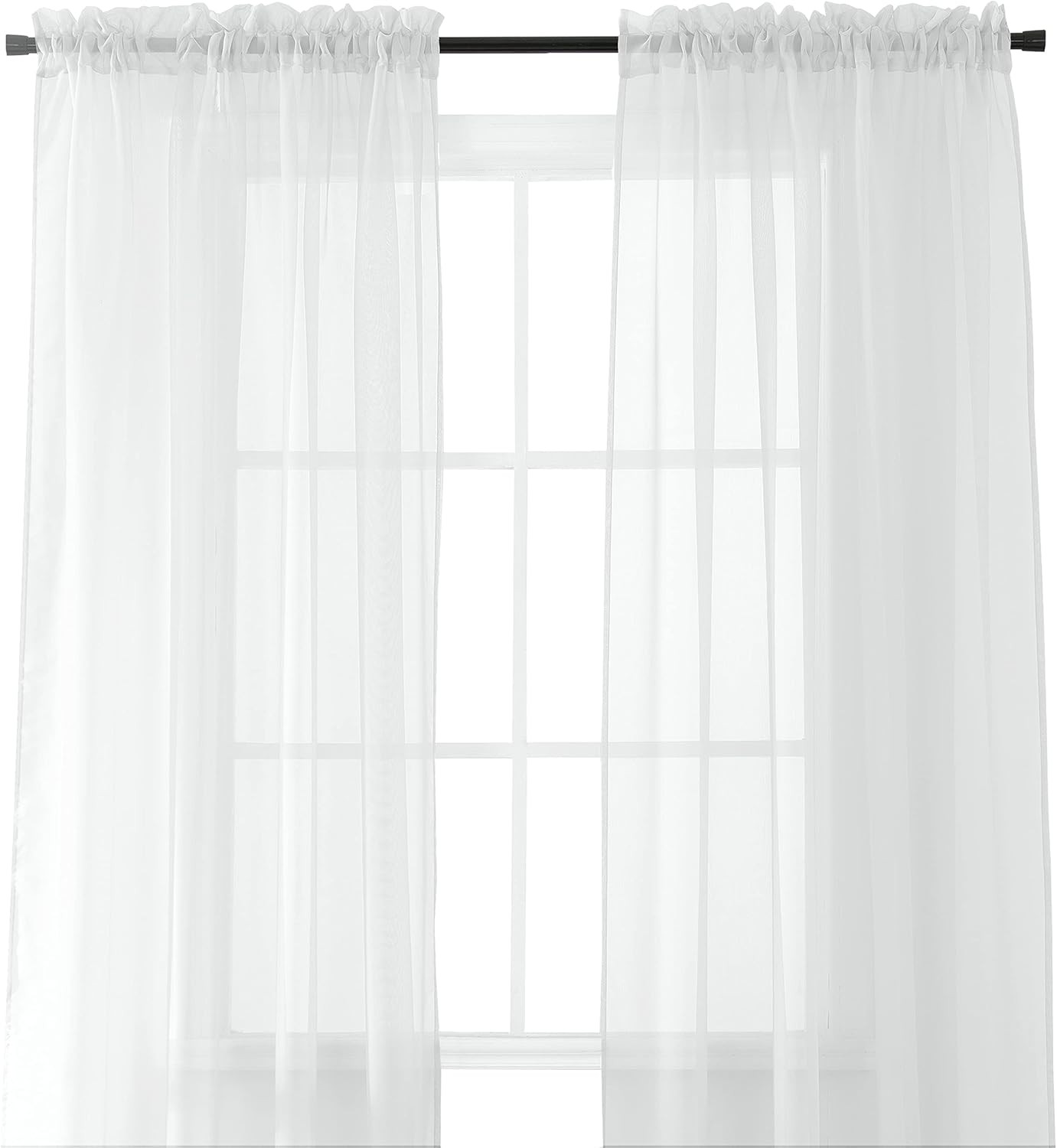 Elegant Comfort 2-Piece Sheer Panel with 2inch 60"W x 84"L (Pack of 1), White gallery