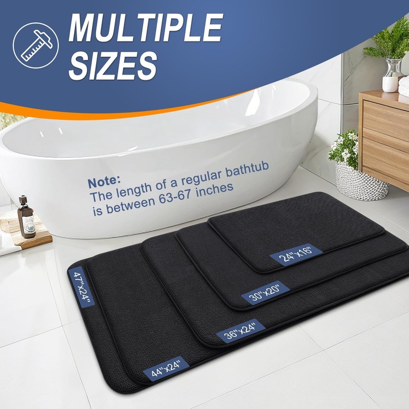 OLANLY Thick Memory Foam Bath Mat Rug 32x20, Extra Soft 32" X 20", Black gallery