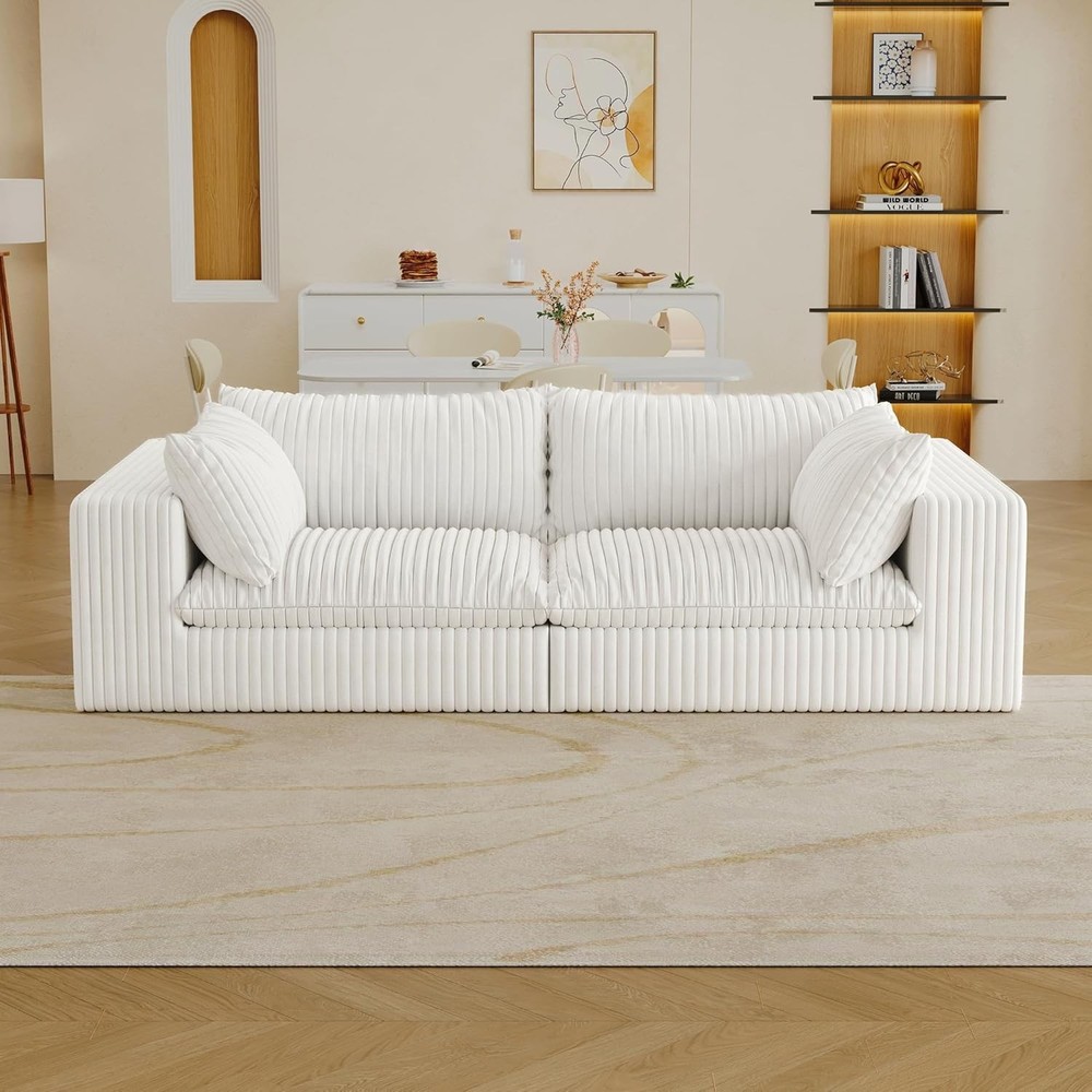 78.8" Comfy Modular Sectional Sofa Cloud Loveseat Corduroy Couch with Deep Seat