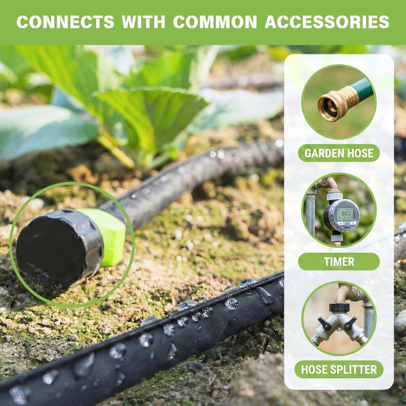 Kobaz Flat Soaker Hose 75 Ft Drip Soaker Hose For Vegetable Gardening gallery