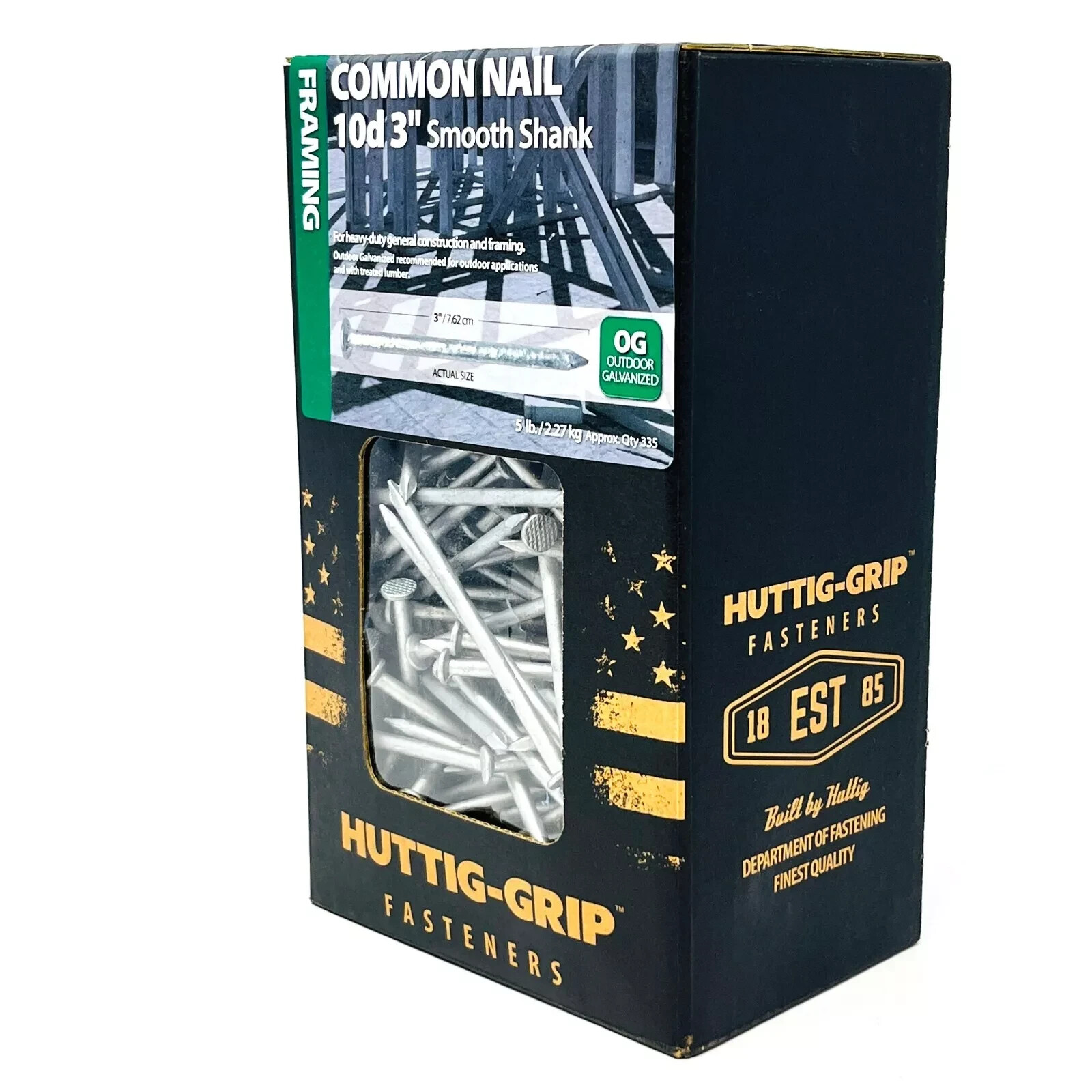 Huttig Grip 10d Framing Common Nail 3 in HGN10OGC5 Galvanized 5 lb 335 Nails gallery