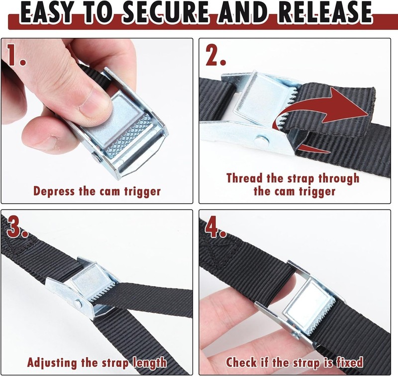 1" x 12' Lashing Straps Cargo Tie-Down Strap Up to 600lbs, 6pk in Carry Bag, ... gallery