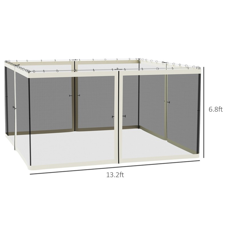 13x13ft Gazebo Sidewall Replacement Netting, Universal Size, Zippered with Rings gallery